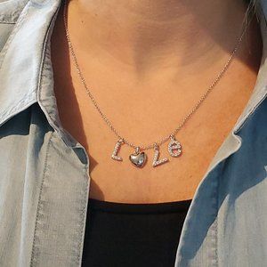 Sterling Silver Rhodium Plated Love Letter Pendant